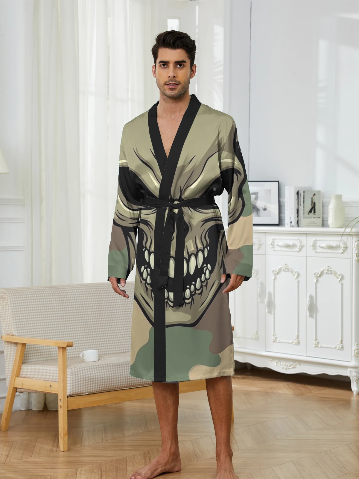 

1pcs Men's Robes 2026 Spring/Summer 3D Printed Funny pajamas Shower robe Breathable Sleepwear Robes robe Graphic