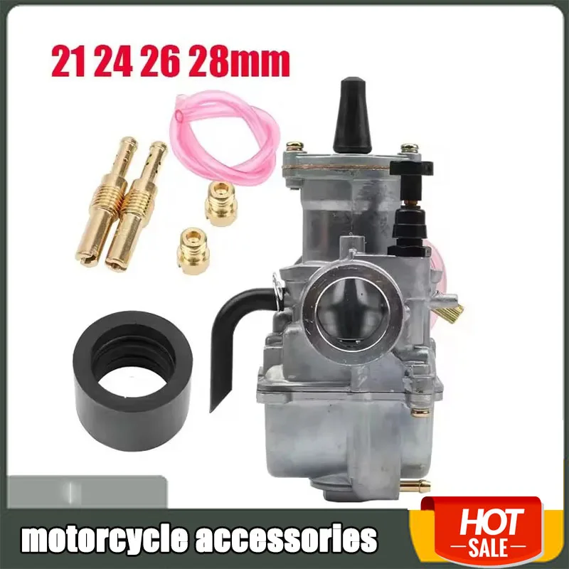 PWK Universal Carburetor, 21 24 26 28 30 32 34mm PWK Motorcycle Carburetor Power Injection, for Racing Mikuni Koso ATV Yamaha