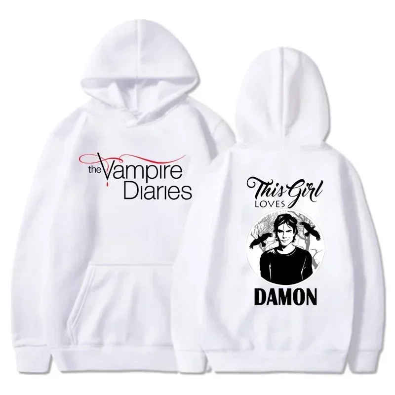 2024New The Vampire Diaries Hoodies Women Fashion Personality Hooded Sweatshirt Casual Outdoor Loose Long Sleeve Pullover