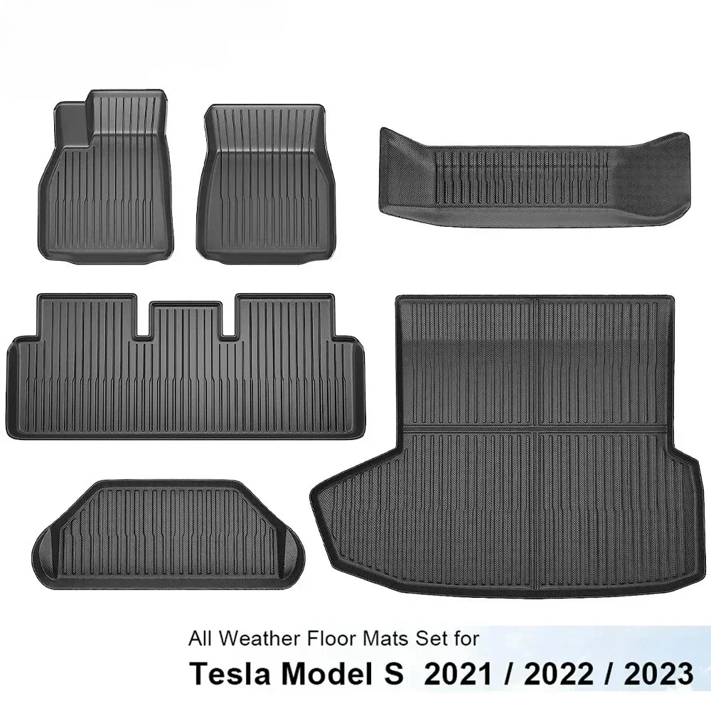 

All Weather Floor Mats for Model S 2024 2023 - 2021 Accessories Waterproof Non-Slip Odorless TPE Trunk Mats Cargo Liners