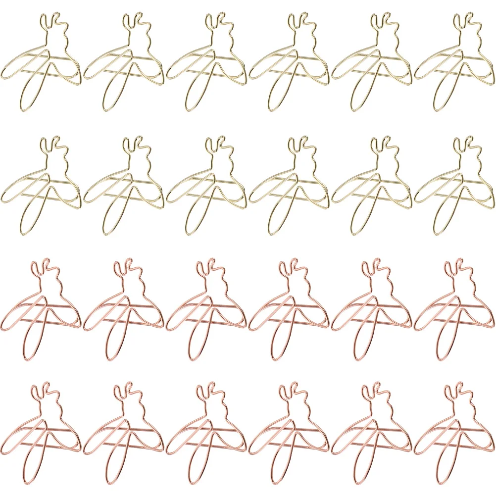 

24pcs Paper Clips Zinc Alloy Cute Fun Metal Document Clips Decorative Bee Shaped Office School Supplies Practical