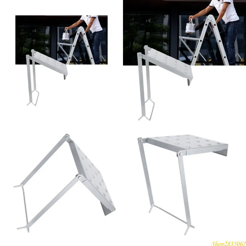 

Ladder Work Shelf Support Adjustable Height Tool Holder Nonslip Surfaces Heavy Duty Construction for For Secure Standing 831F