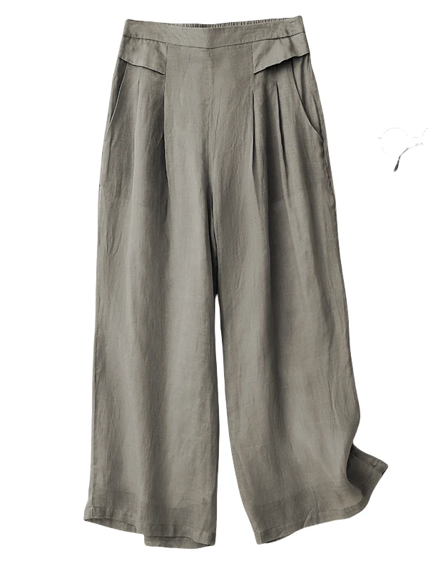 Slimming Effectiven Summer Thin Wide Leg Pants Women's Casual Straight Leg Trousers Harajuku Sle High Waist Nine Points