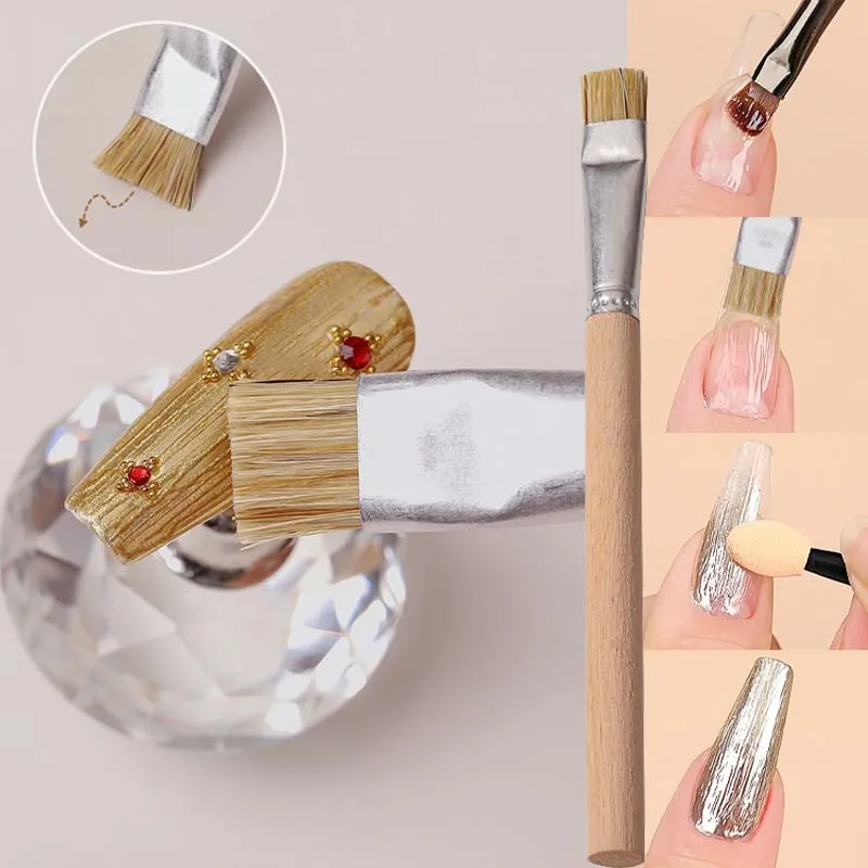Nail Art Brushed Texture French Tip Styling Nail Wooden Short Harder Bristle Brush Manicure Painting Tool Nail Polish Brush Tool