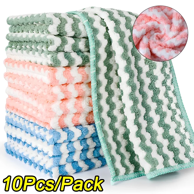 10/1PCS Kitchen Anti-Grease Wiping Rags Microfiber Wipe Cleaning Cloth Home Washing Dish Multifunctional Kitchen Cleaning Tools