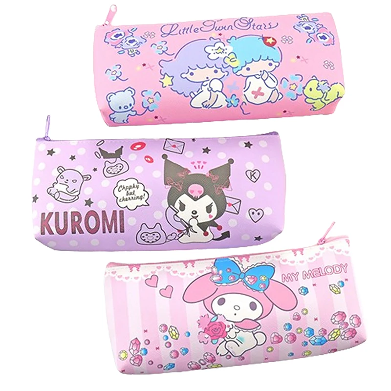 Cartoon Sanrio Pencil Case Cinnamoroll Kuromi Melody Stationery Bag PU Waterproof Pencils Bag Student Stationery Gift