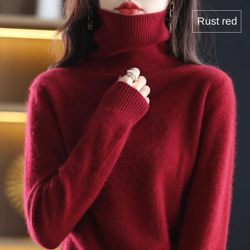 NONE Neue Damen bekleidung für Herbst/Winter 2024 100% Nerz Plüsch Roll kragen pullover Pullover Damen Kaschmir pullover Dbr-018 3