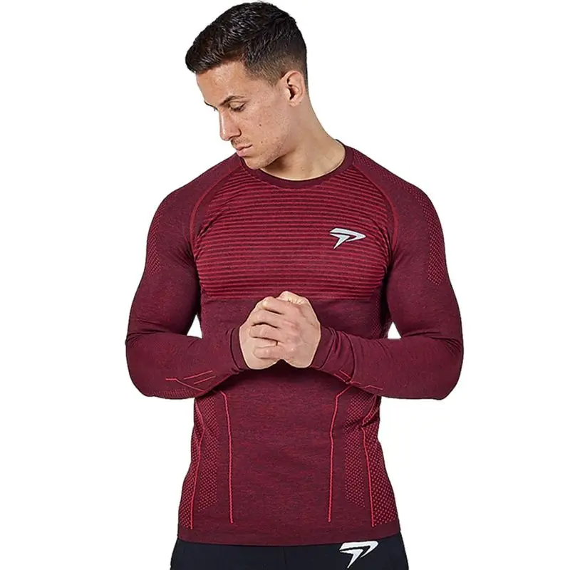 Men Compression Quick Dry Long Sleeve T-shirt Gym Fitness Training Shirt Male Running Jogging Sports Workout Tight Tees Tops