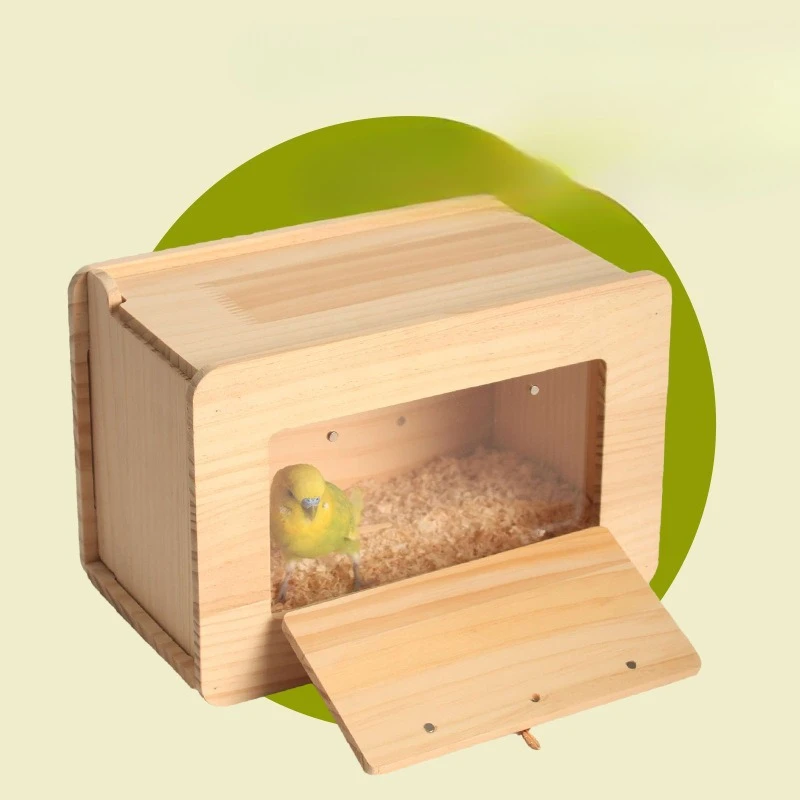 

Wooden bird's nest Parrot breeding box Xuanfeng tiger skin Peony hatching bird's nest
