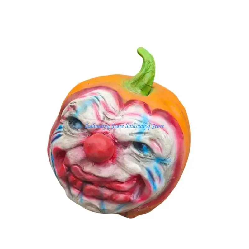 

573B Scary Realistic Latex Pumpkin Head Ornament Halloween Decorations Props Funny Prank Props Party Supply for Carnivals