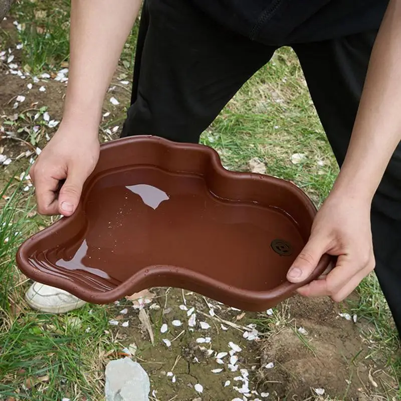 Turtle Feeding Dish Reptile Bathing Pool With Ramp And Basking Platform Aquarium Ornament For Turtle Bearded Dragon Gecko