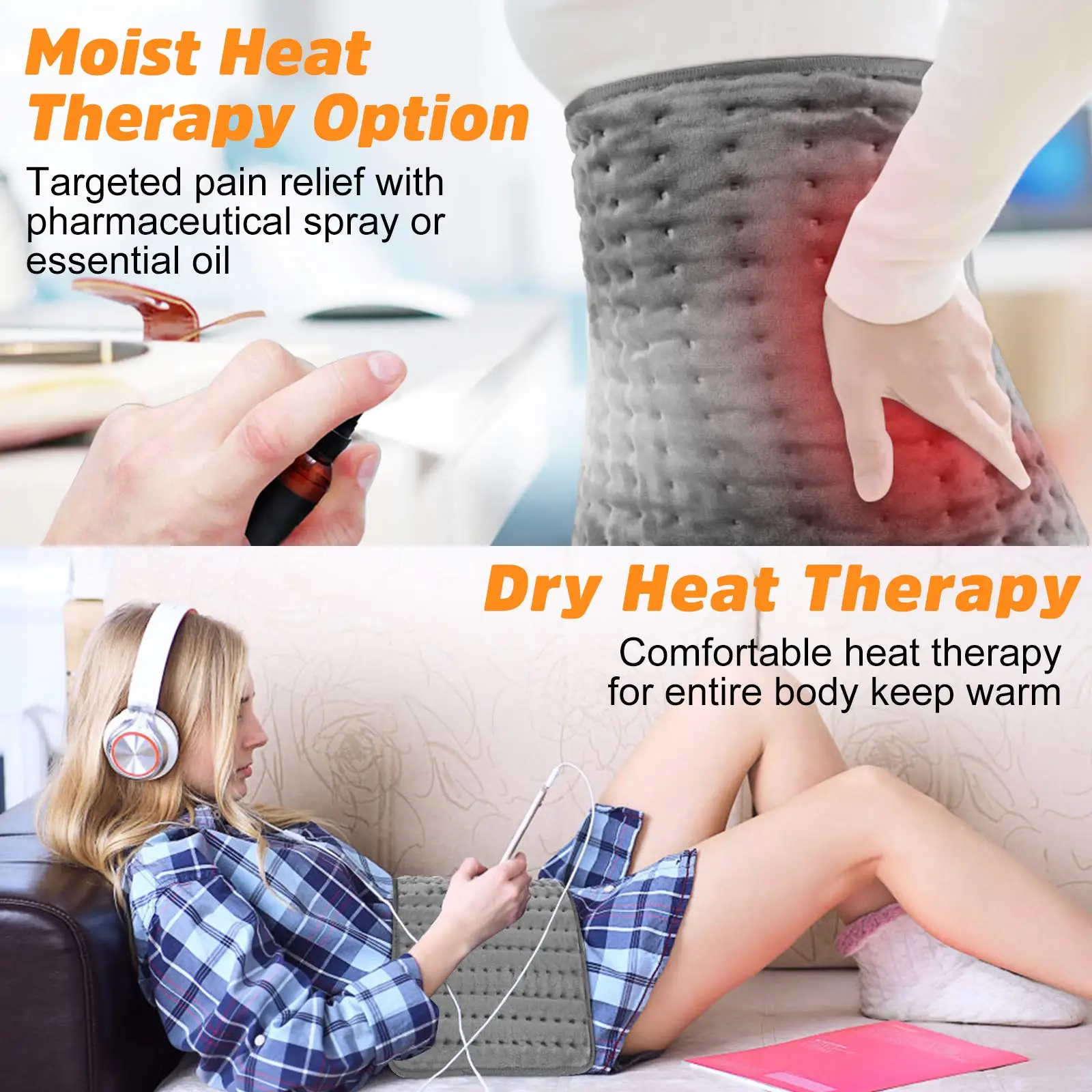 76*40cm High Quality Ultra Soft Large Electric Heating pad for Muscle Cramps Heated Pad with 6 Adjustable Temperature Auto Off