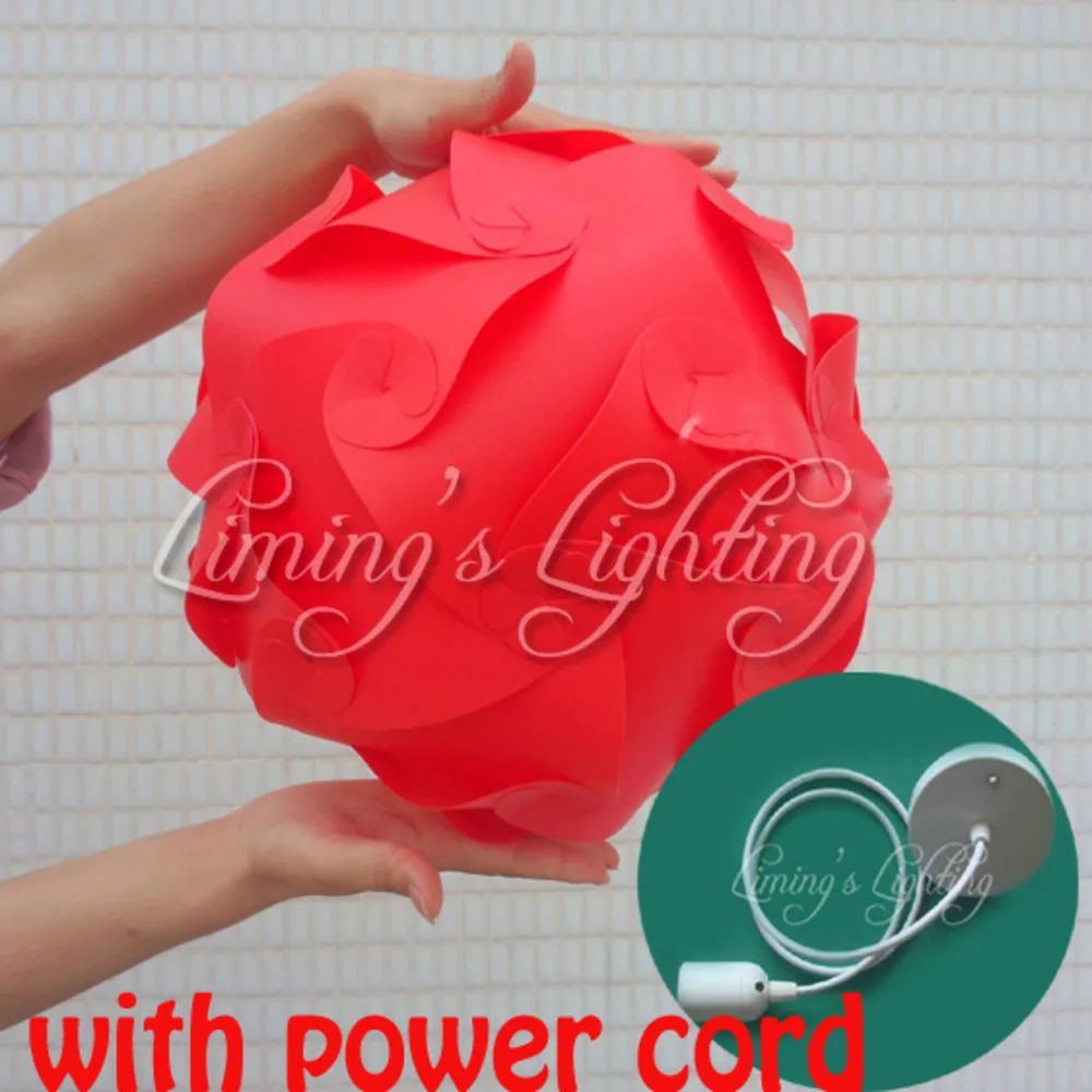 Red with power cord 25cm/30cm/40cm Modern DIY Elements IQ Jigsaw Puzzle ZE Lamp Ceiling Chandelier Pendant Lamp Light Lighting