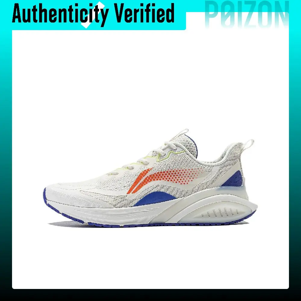 Li Ning Starry Cloud Slip Resistant Abrasion Resistant Low top Running Shoes Men's White Blue Orange ARST059-4
