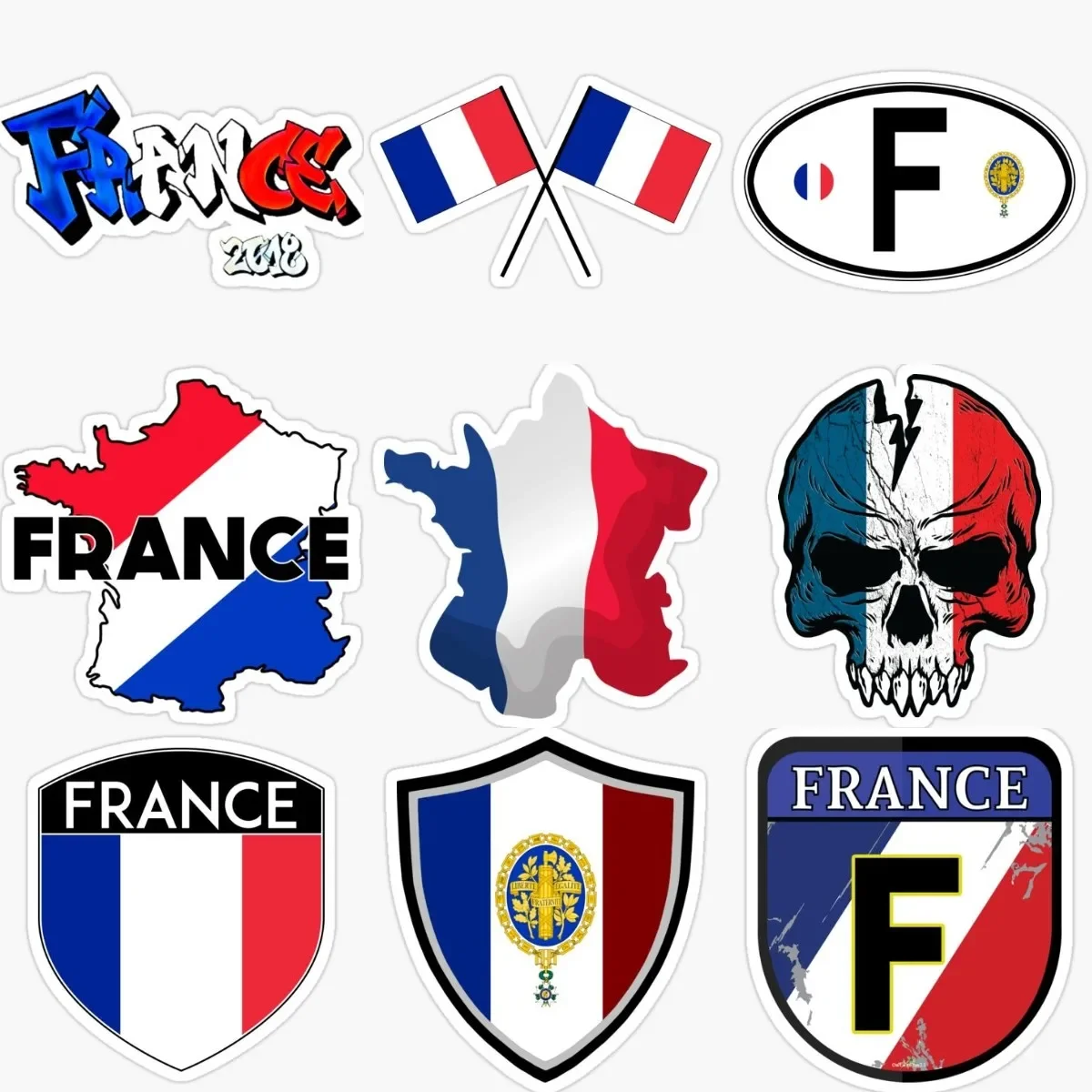 

Creative F France Flag Map Badge PVC Sticker for Decorate Car Window Camper Van Bicycle Window Truck Off-road Decal Accessories