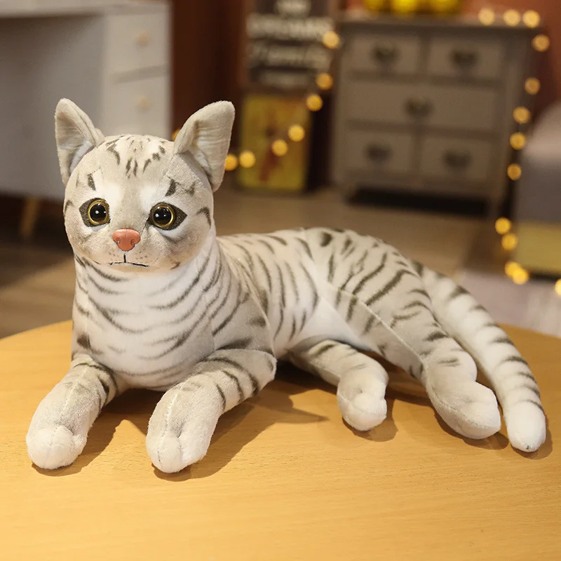29 cm Simulation Amerikanischen Shorthai & Siamese Katze Plüsch Lebensechte Puppe Tier Haustier Spielzeug Für Kinder Wohnkultur Baby geschenk – Detail 4