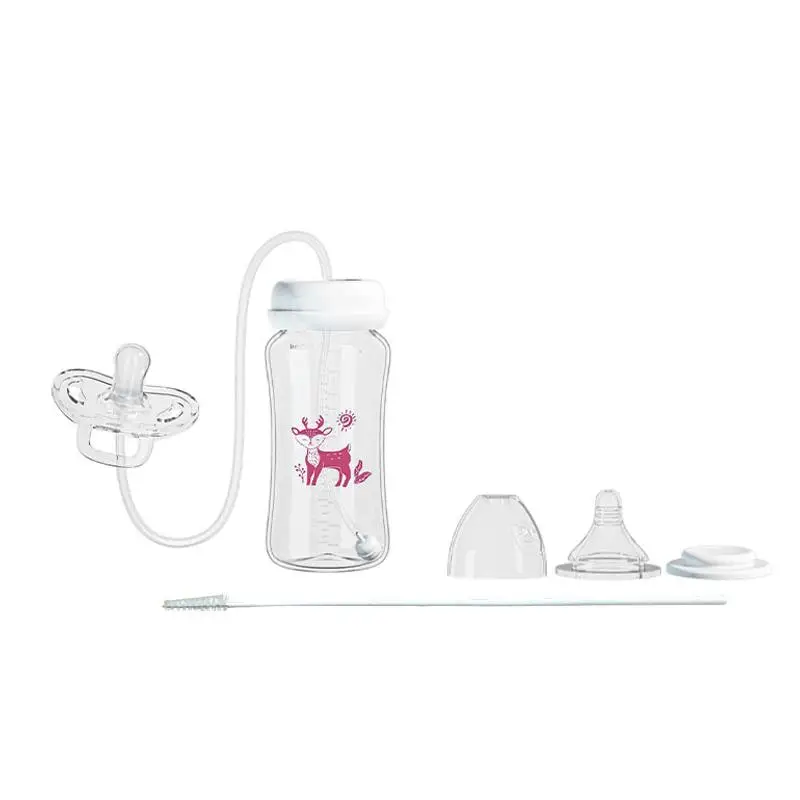 3-in-1 handsfree 300 ml babyfles met brede hals, melkopslagfles, fopspeen, multifunctionele anti-drop zwaartekrachtbal zuigfles