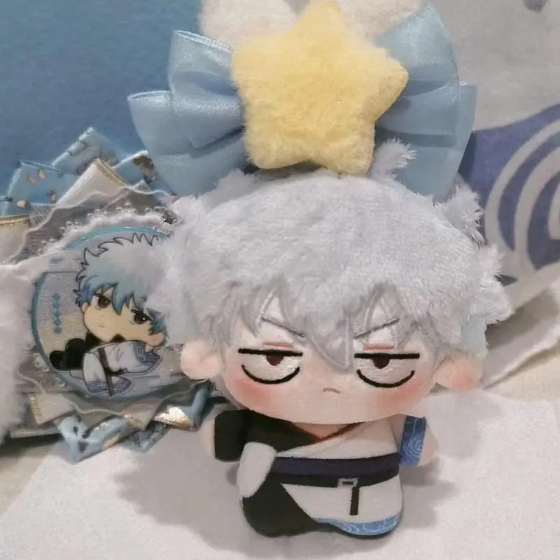 Gintama Sakata Gintoki Q Version Standing Posture Pocket Soft Plush Doll Keychain Desktop Decoration Anime Enthusiast Collection