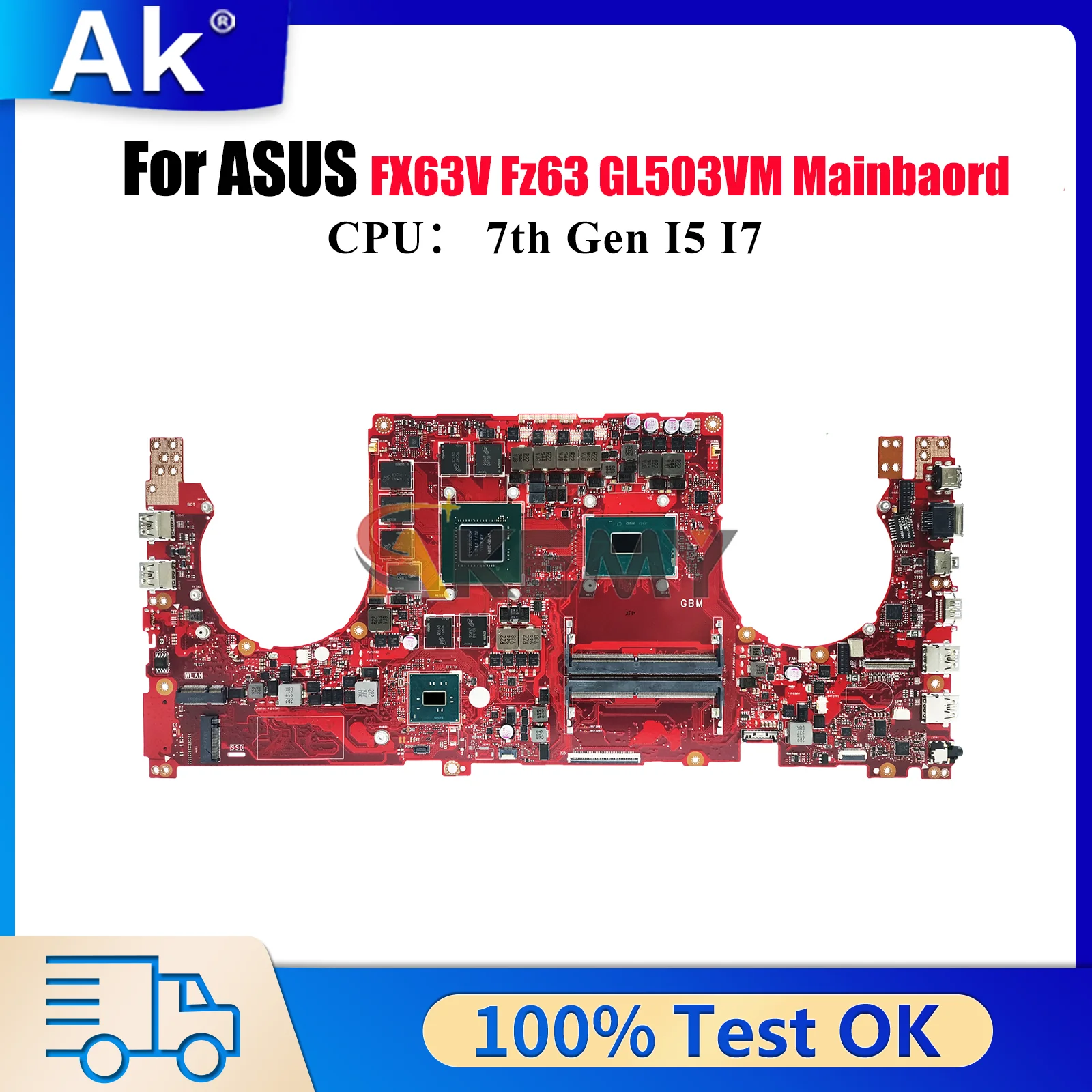 

GL503VS Laptop Motherboard For ASUS ROG Strix FX63V Fz63v GL503VM GL503V Notebook Mainboard W/ I5 I7 CPU 100% tests OK fast ship