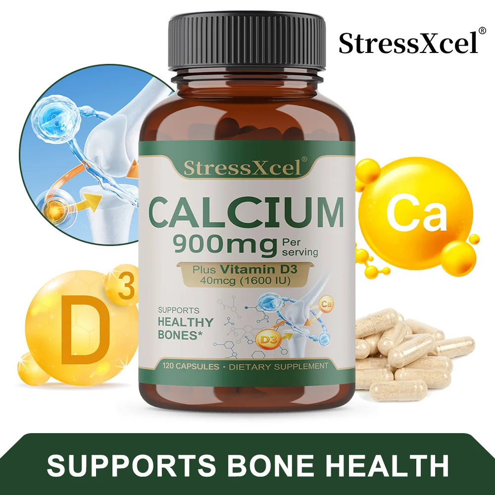 Bone Health and Joint Support Capsules with Calcium, Vitamin D3, Dietary Supplements for Women and Men, Gluten-Free