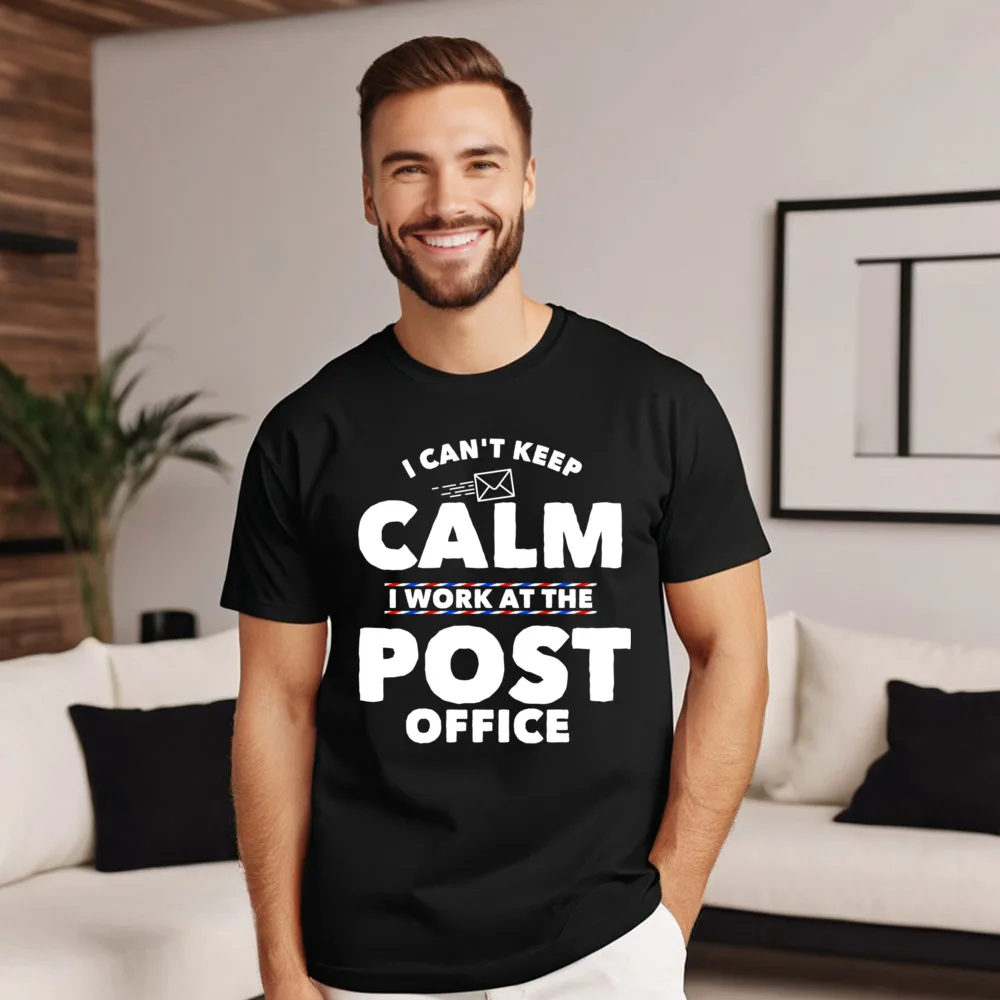 Camiseta de tela de algodón para hombre, camiseta divertida de manga corta para trabajador de la Posta, camisetas informales con estampado familiar en camisetas con cuello redondo
