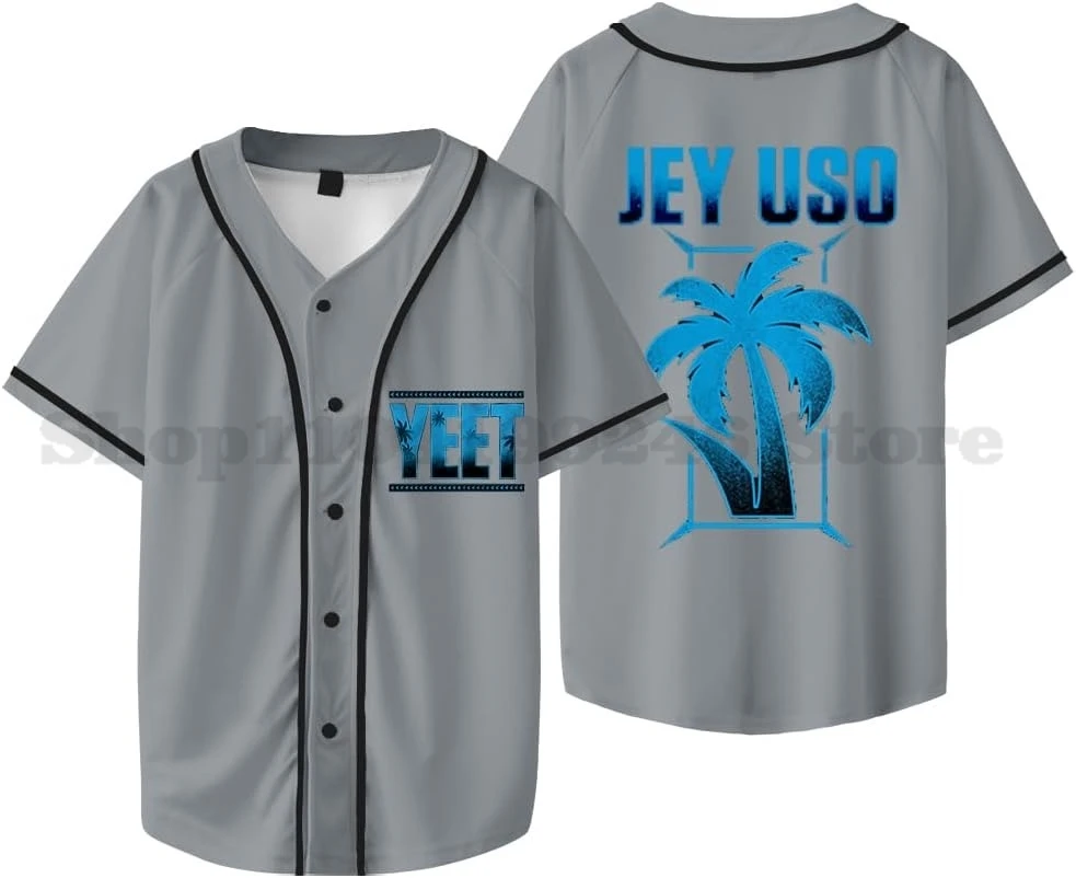 

‎ ‎ Джерси Jey USO Merch Yeet, летняя футболка унисекс с короткими рукавами для косплея, бейсбольная куртка с логотипом JeyUso, футболка