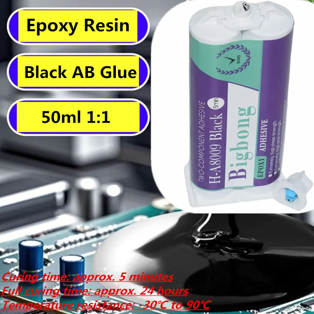

50ml Epoxy Resin Black Caulk Adhesives 1:1 Two-component Bigbong Epoxy AB Glues Strong Structural Adhesive Curing Time 5 Minutes