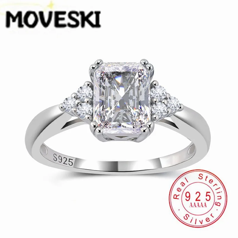 1.84CT Radiant Cut Moissanite Engagement Ring Real 925 Sterling Silver Promise Wedding Band Jewelry For Women