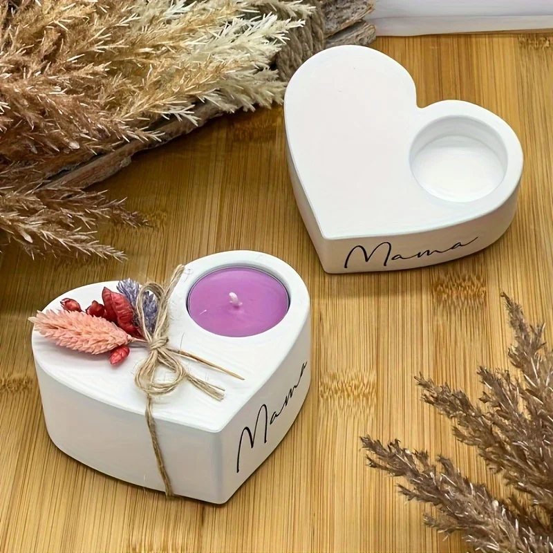 1pc Heart-Shaped Silicone Mold - Create Unique Candlestick Plaster Ornaments for DIY Handmade Resin Crafts,Concrete Cement Molds