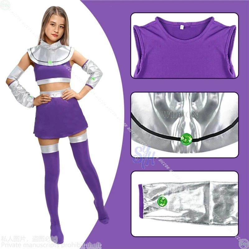 أنيمي Teenttan تأثيري ستار بنات النار زي الأرجواني البنطال القصير فستان قصير Y2K معركة موحدة جيراي كي الشرير هالوين الزي