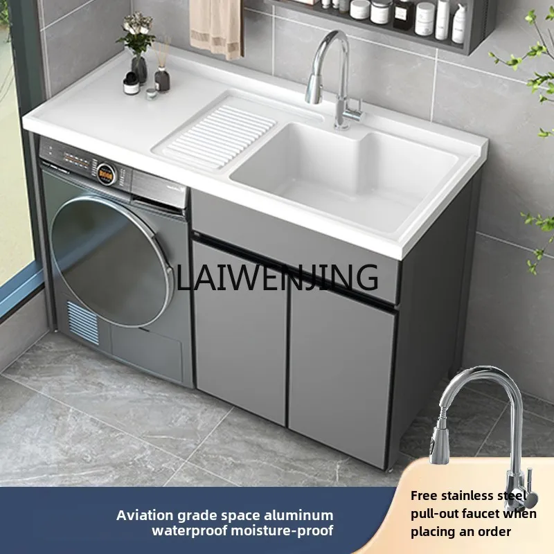 SGF space aluminum washing machine cabinet drum laundry pool countertop with rubbing board integrated