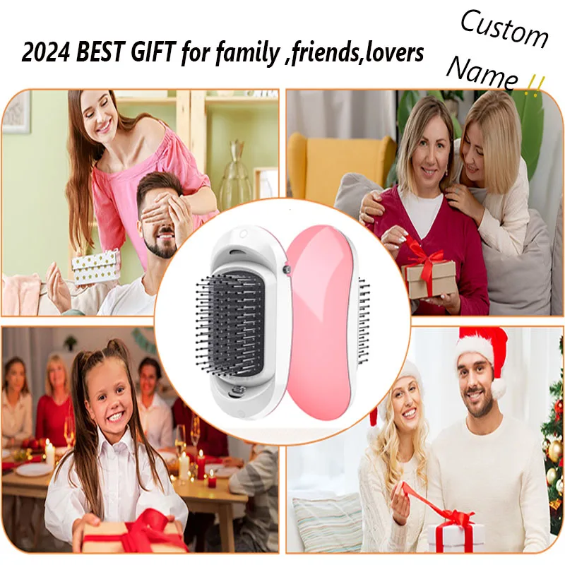 Free Customized 2024 Best Gift Bridesmaid Ionic Hair Brush Anti-static Negative Scalp Massager Comb Custom Wedding Party Gifts