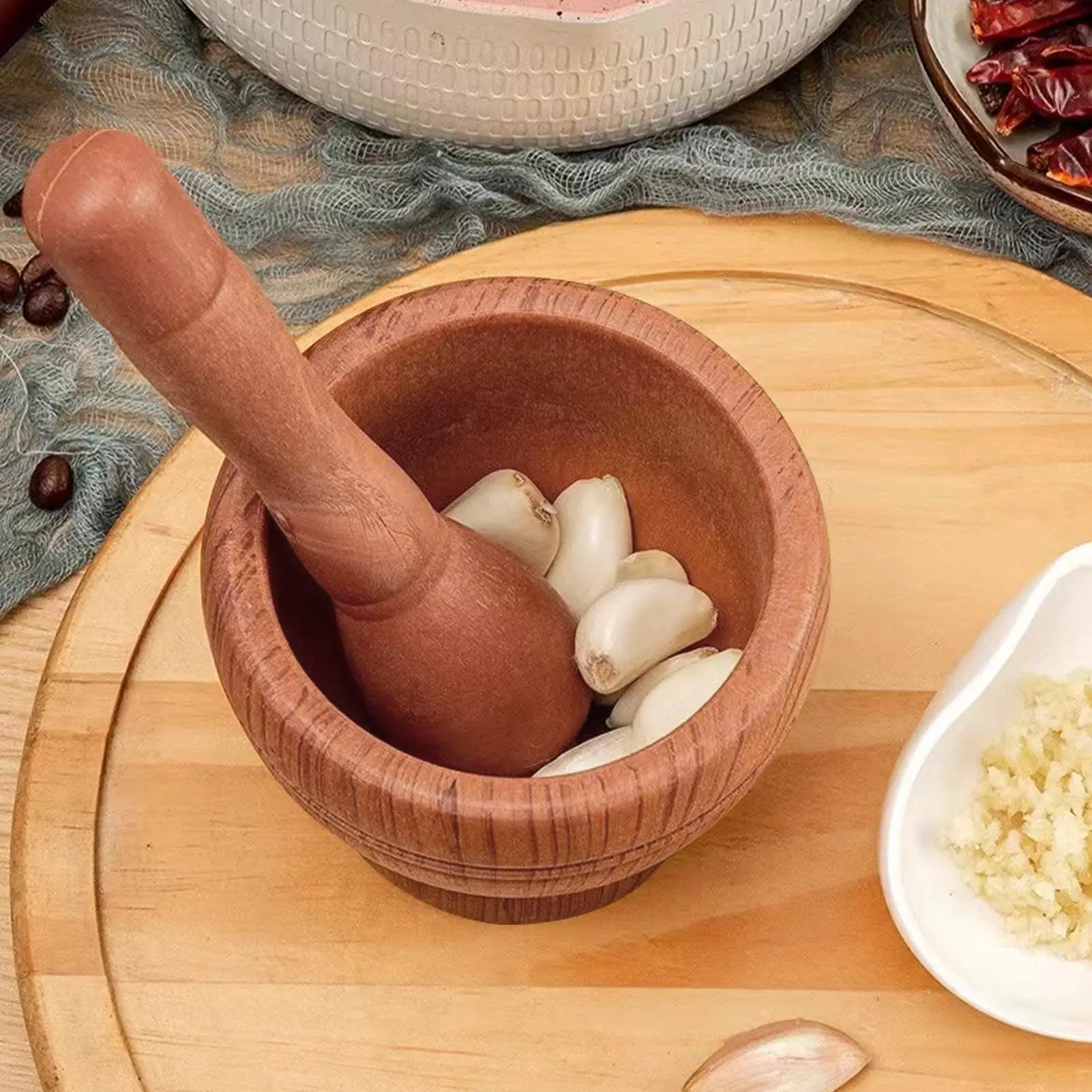 Mortar and Pestle with Non-Slip Base, Heavy Duty Food Grinder for Garlic, Pepper & Spices, Kitchen Seasoning Tool for Home Chefs