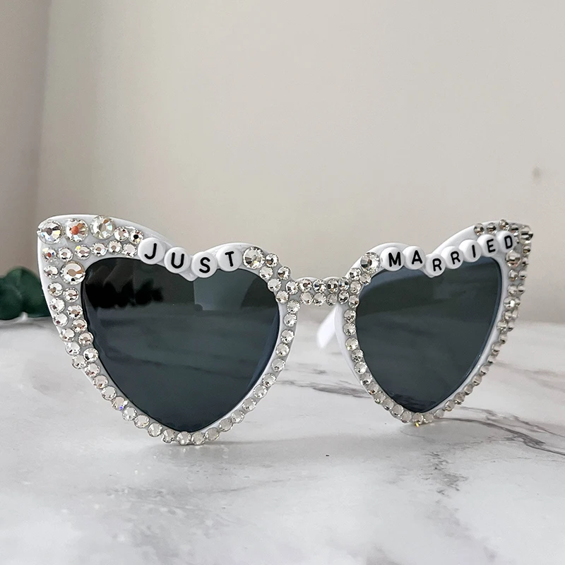 

Just Married Sunglasses Honeymoon beach wedding Bachelorette hen Party bridal shower decoration Newlywed couple bride Mrs gift