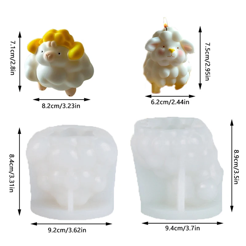 3D羊の形をしたシリコンゼリーモールド,キャンドル型,日曜大工,かわいい,羊のディフューザー,石,手作り石鹸,ギフト,キッチンベーキング