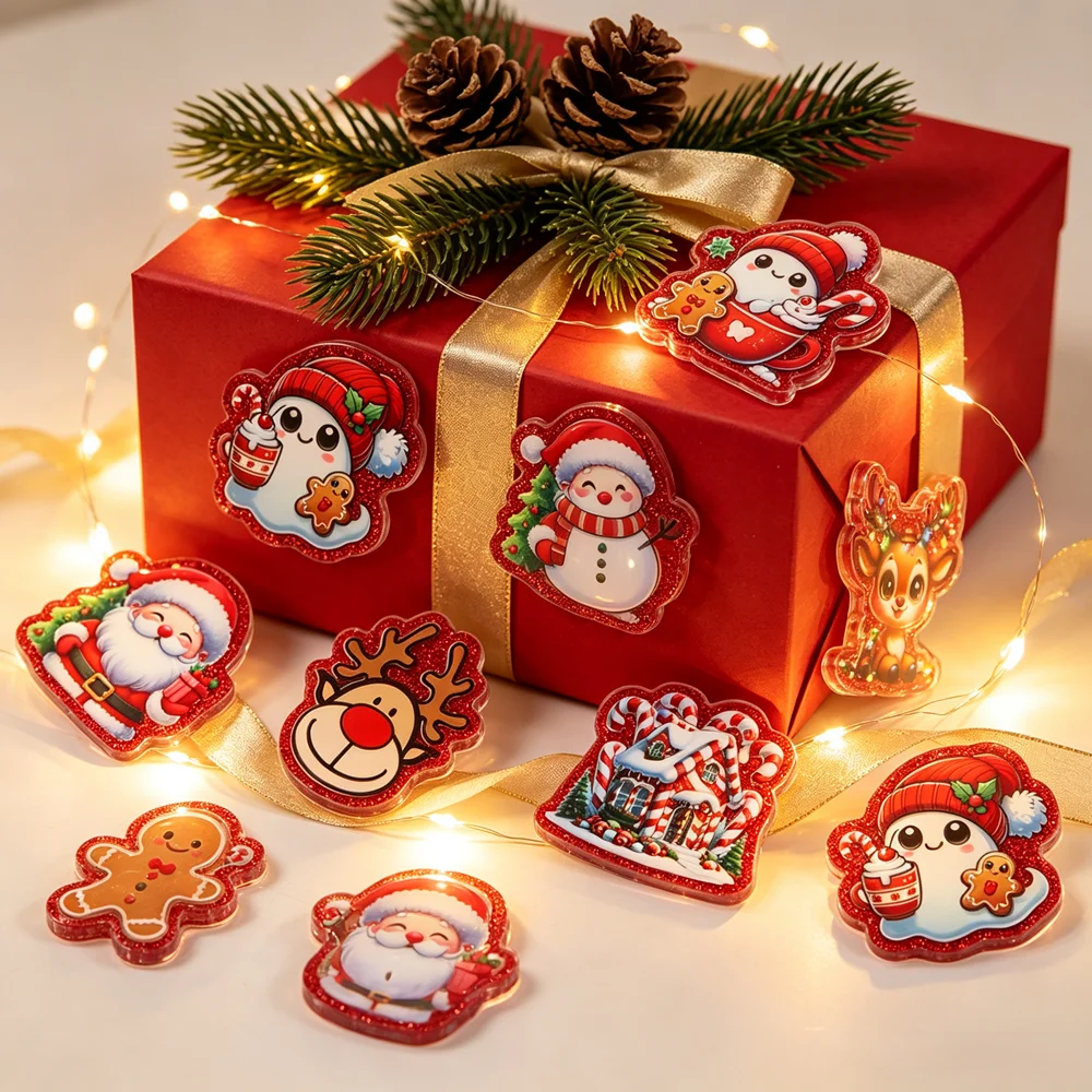 4pcs Halloween Christmas Motifs Series Pattern Flatback Planar Resins Acrylic Handmade DIY Accessories Multiple Uses Gift
