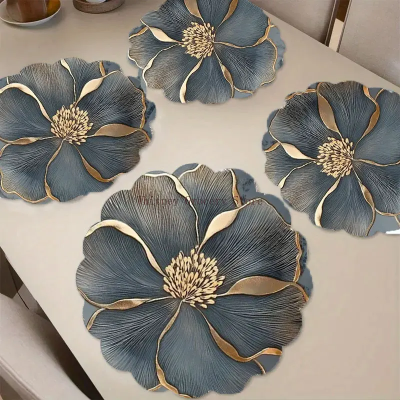 6-Piece Round Placemat Set, Non-Slip Table Mats, Floral Placemats for Dining Tables, Kitchens, and Home Decor