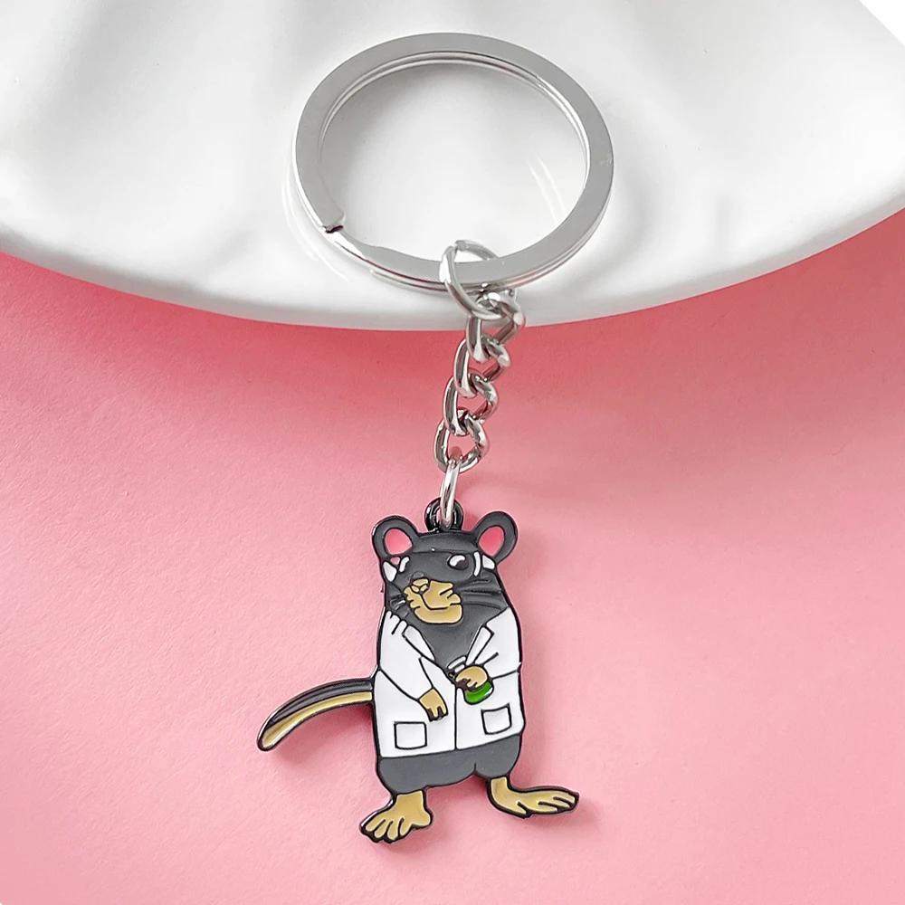 Harong New Lab Rat Brelok do kluczy Śliczny modny naukowy emaliowany wisiorek dla chemii Biologia Uczeń Nauczyciel Biżuteria Prezent