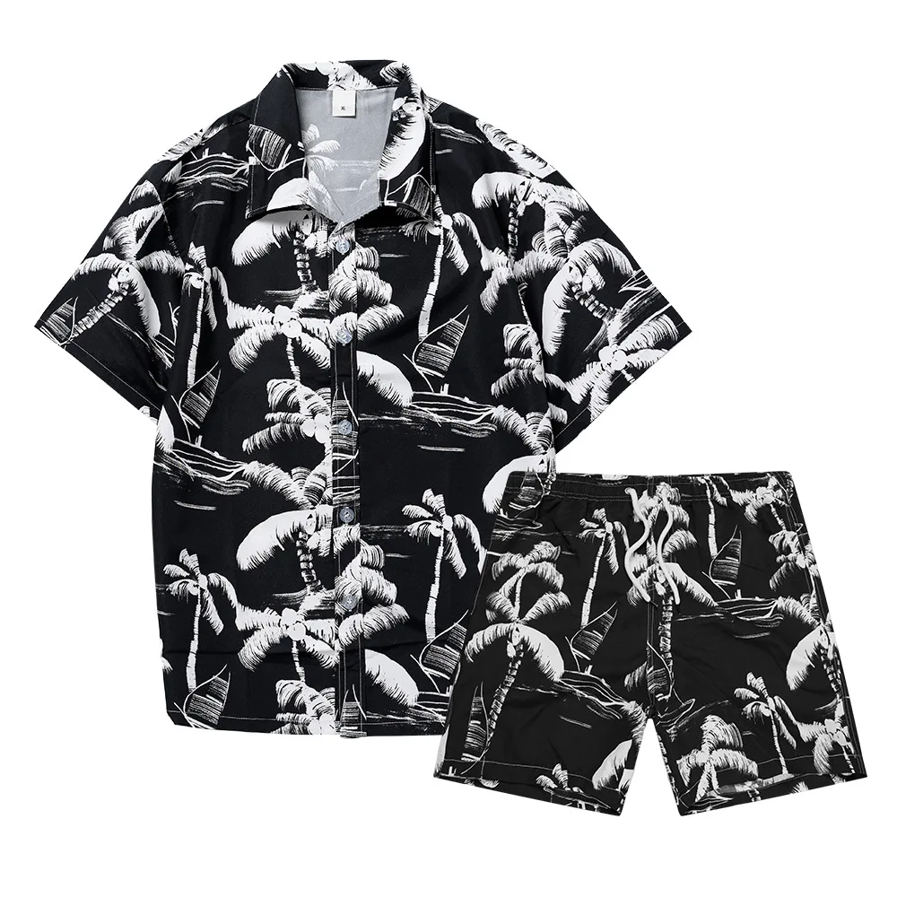 Hawaiian Coconut Tree 3D Print Men Shirt Sets Fashion Short Sleeve Shirt Oversized Casual Beach Shorts Streetwear Suits Clothes