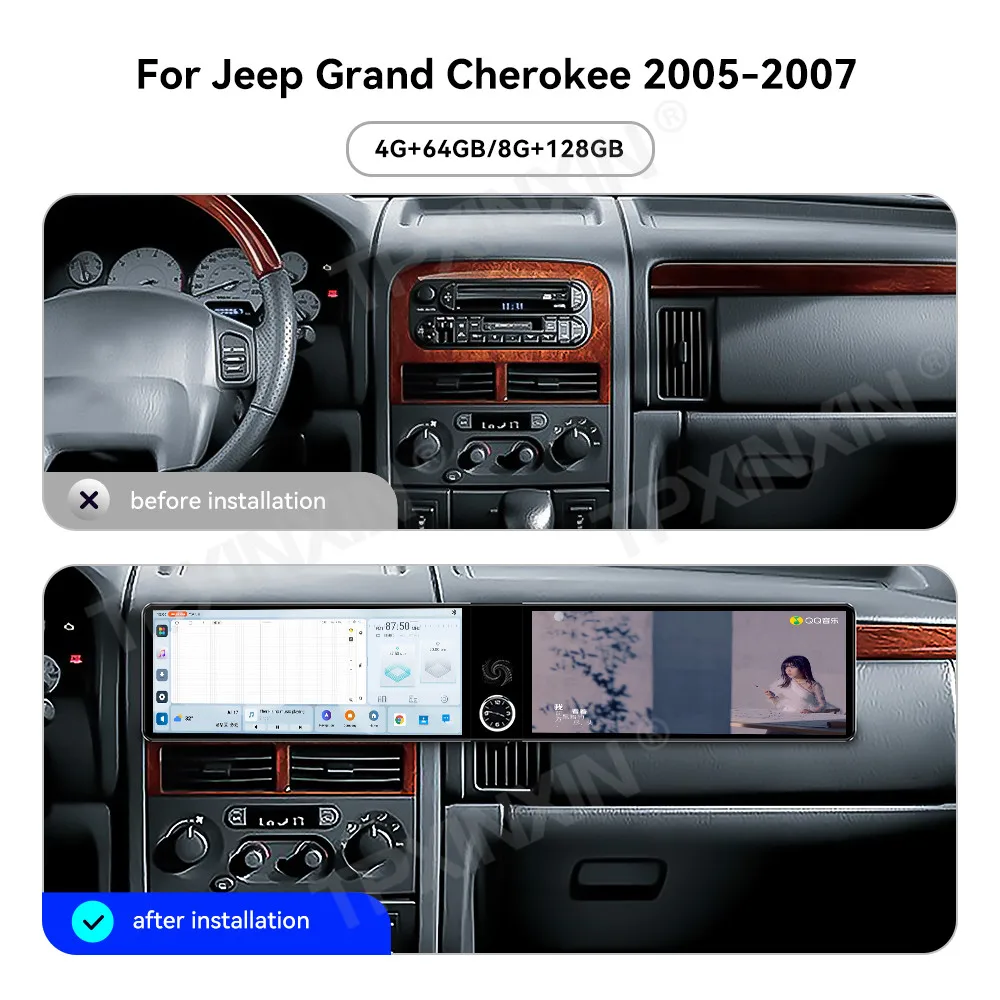 Car Accessories Radio For Jeep Grand Cherokee 2005-2007 Android Auto GPS Navigation Multimedia Stereo Receiver Head Unit Offline