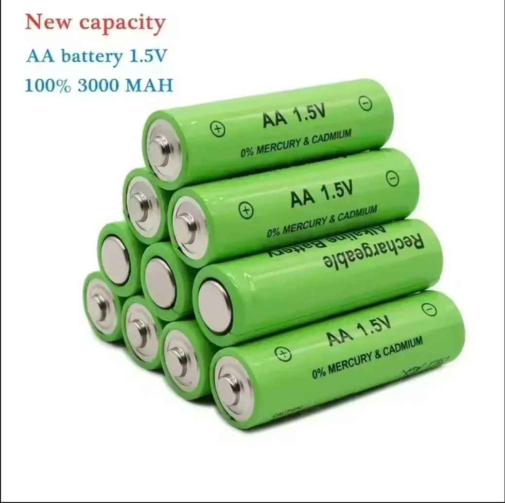 Rechargeable AA Battery 1.5V 3000mAh High Capacity Long Lasting Cell for Toys, Cameras, Remotes, Flashlights, Mice and Home Use