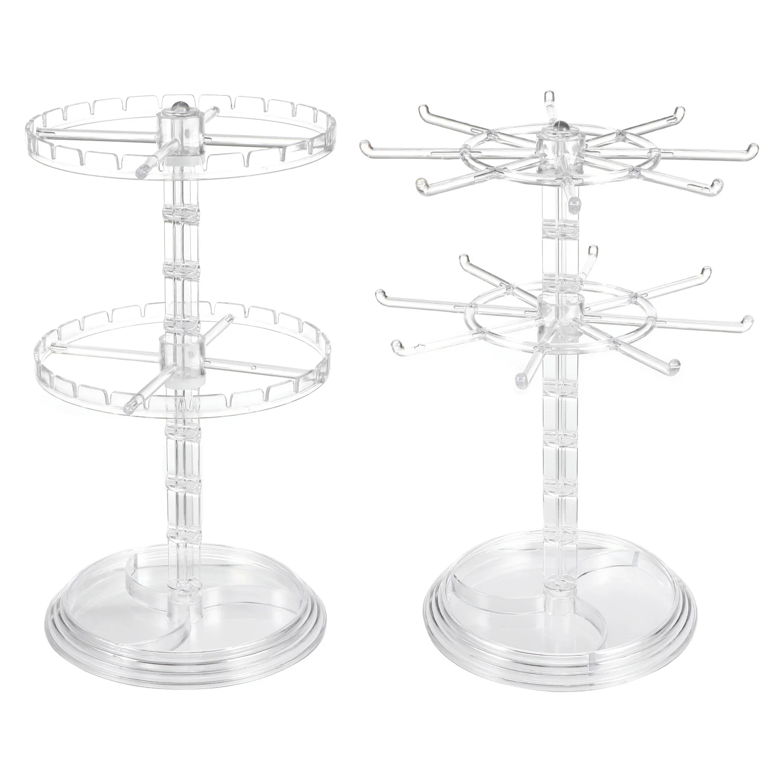 2Pcs Earring Display Racks Premium Plastic Rotatable Jewelry Organizer Stand Detachable Stable Base Jewelry Storage Holder