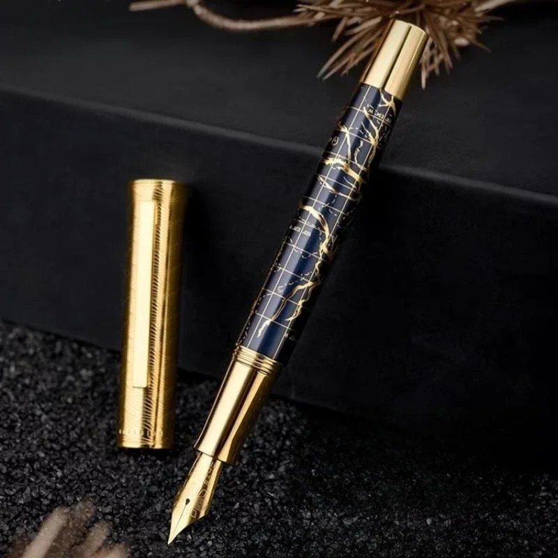 HongDian 1868 HuangHe River Series Fountain Pen High End Exquisite Retro Writing Ef/F Nib Ink Pens School Office Supply Gift