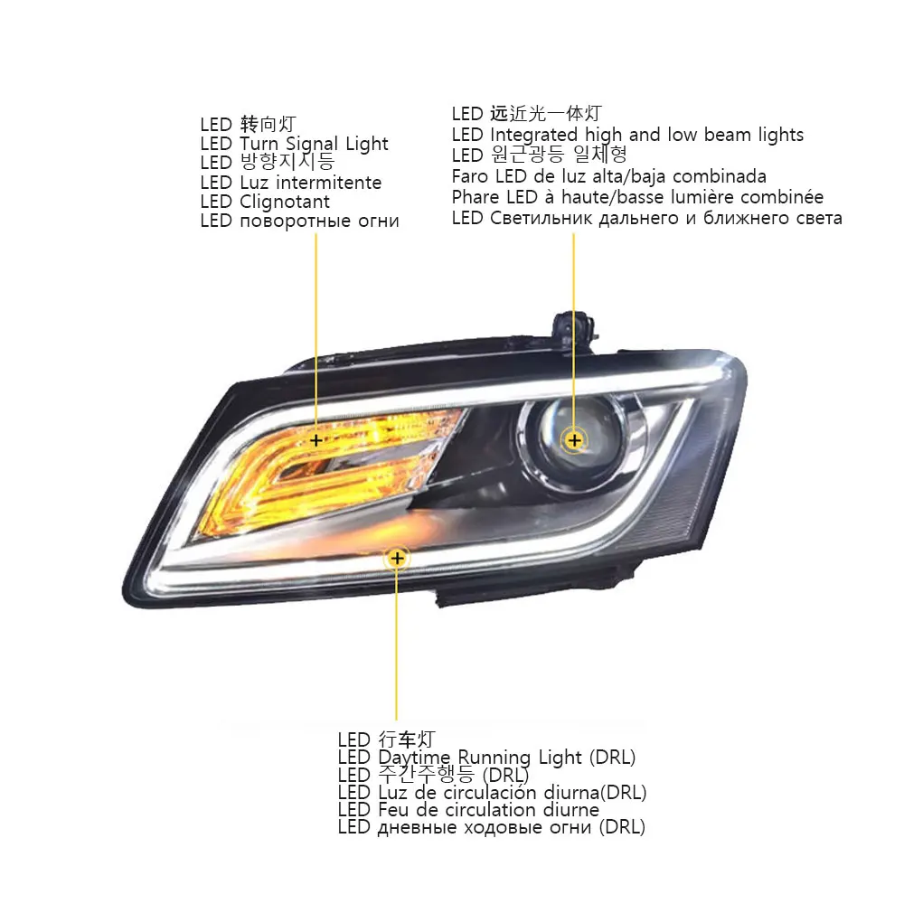 Car Styling Headlights For AUDI Q5 2008--2015 2015 2016 2017 Front Lights LED DRL Moving Turn Signal Laser Head Lamps Assembly