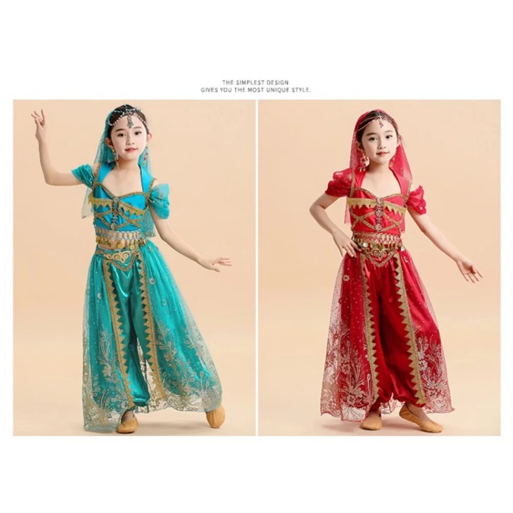 2024 New Halloween Princess Dress New Princess Jasmine Aladdin Magic Lamp Children\'s Suit Indian Dance Girls Costume