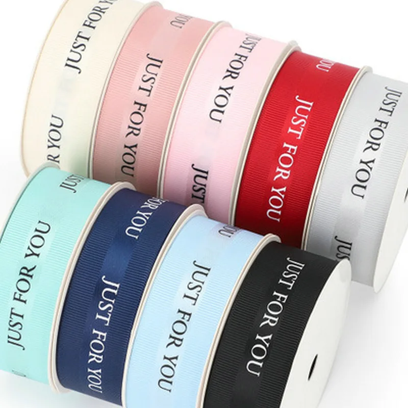5 Yards Just For You Colour Wrapping Ribbon Grosgrain 25MM DIY Handmade Gift Wrapping Ribbon Bouquet Ribbons Threaded Ribbon