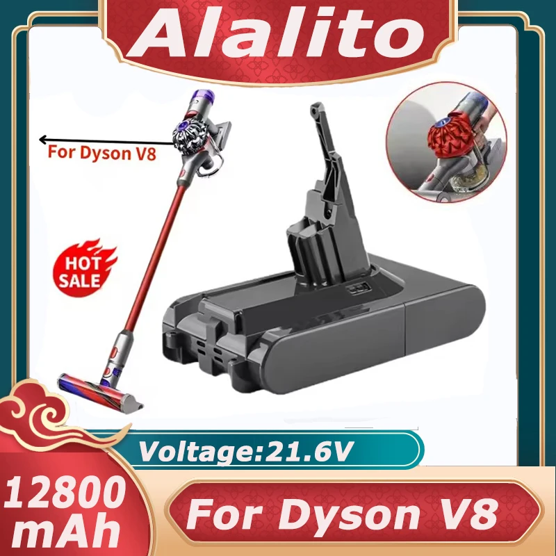 21.6V 6.8Ah-12.8Ah Lithium-ion Rechargeable Battery for Dyson V8 Absolute Cordless Handheld Vacuum Cleaner