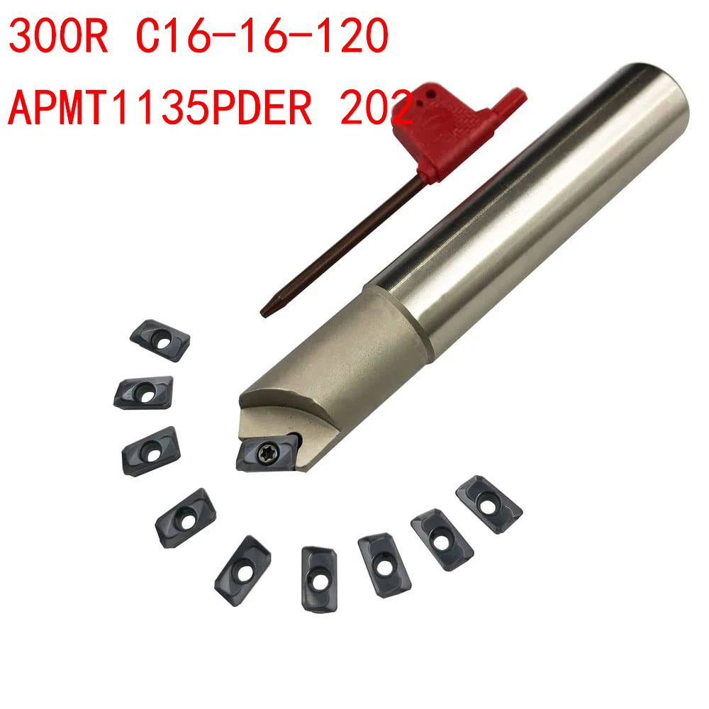 SSK 300R C16-16-120 / SSK 300R C20-20-120 90 deg Indexable End Mill Holder +APMT1135PDER Carbide Milling Inserts Face Milling