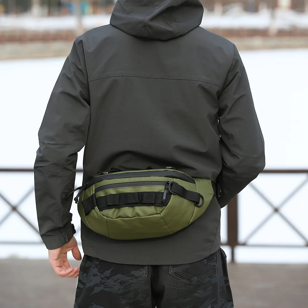 Men Fishing Waist Pack Waterproof Tactical Fanny Pack Multifunctional Zipper Storage Bag Anti-Theft for Outdoor Camping