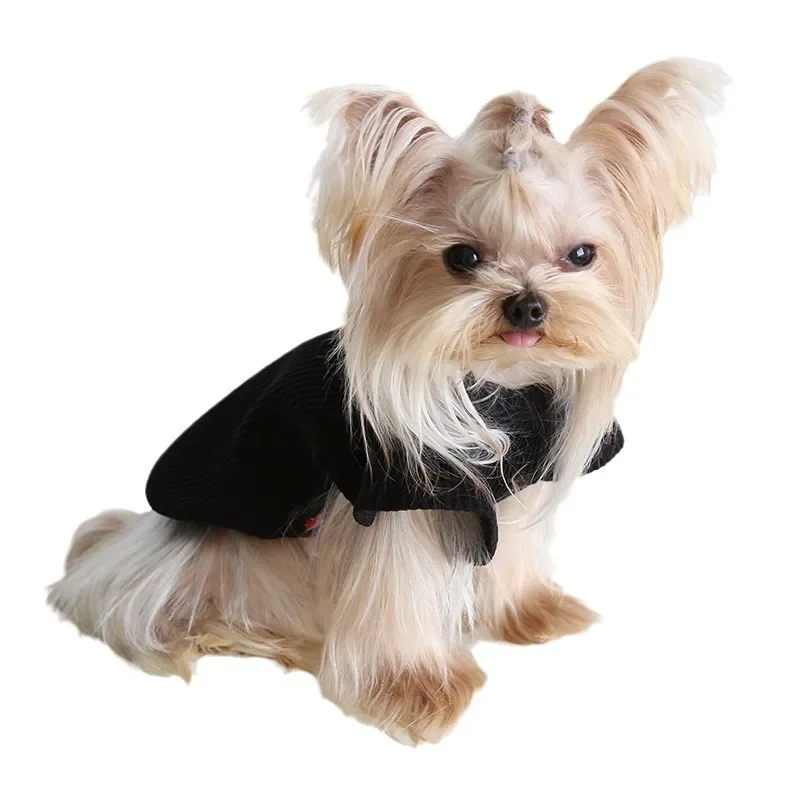 Autumn and Winter New Style Lapel Fly Sleeve Base Shirt High Neck Cat Clothing Pet Base Shirt Clothes Dog Hoodie Puppy Clothes